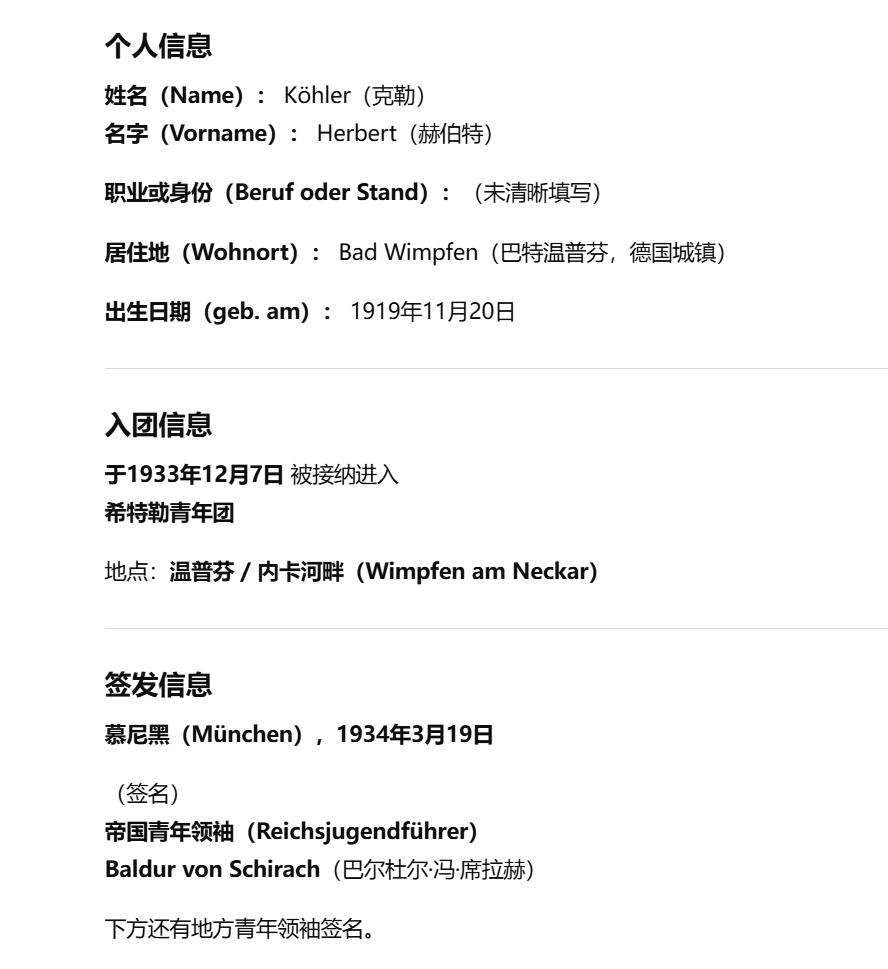 欢庆春节！戎马世界章牌大赏第112期春节大拍  德专场 空军航炮手  赫伯特·克勒 的希特勒青年团（HJ）成员证