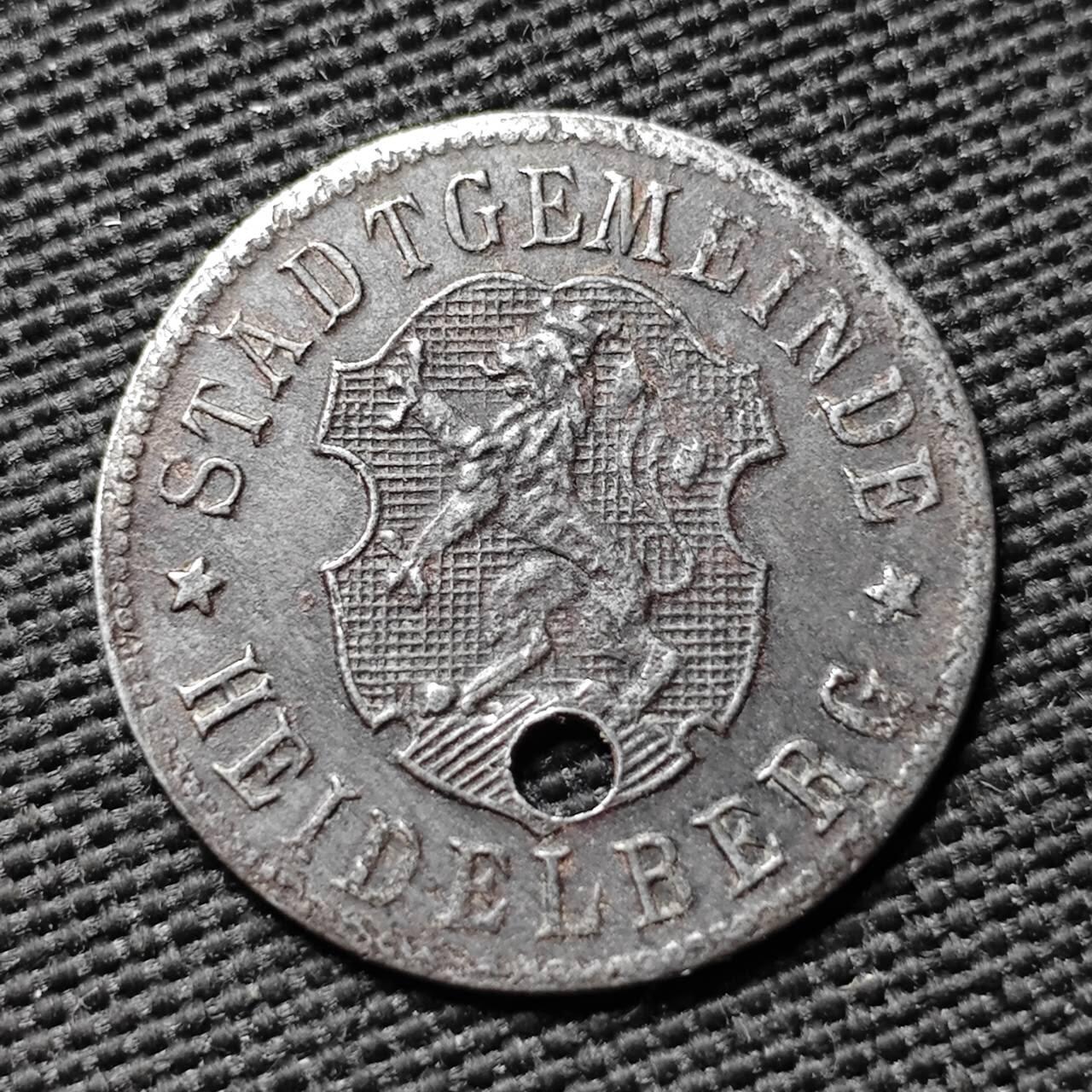 KK钱币收藏小铺  第397期 百期特怕（四拍之一） 2月预留时间 周末发货  ND(1918) 德紧海德堡市 50芬尼铁币