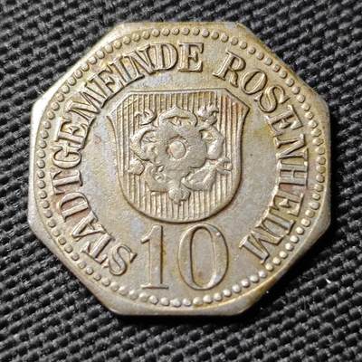 KK钱币收藏小铺  第397期 百期特怕（四拍之一） 2月预留时间 周末发货 - 1918 德紧罗森海姆 10芬尼 铁币 