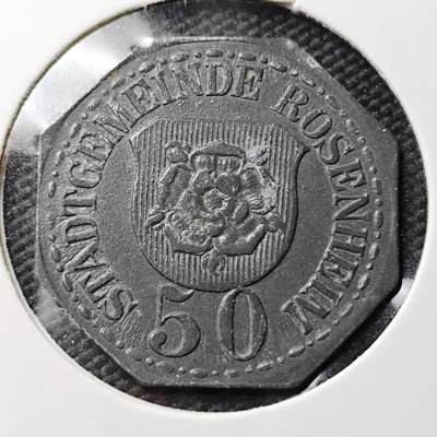 KK钱币收藏小铺  第397期 百期特怕（四拍之一） 2月预留时间 周末发货 -  1917 德紧罗森海姆 50芬尼 锌币