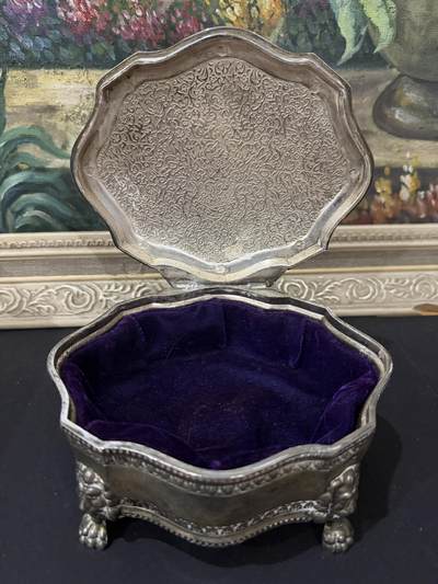 海外回流精品拍卖（五一专场） 法国回流19世纪包银首饰盒（尺寸：15cmX13.5cmX7cm，760.3g，无银标）