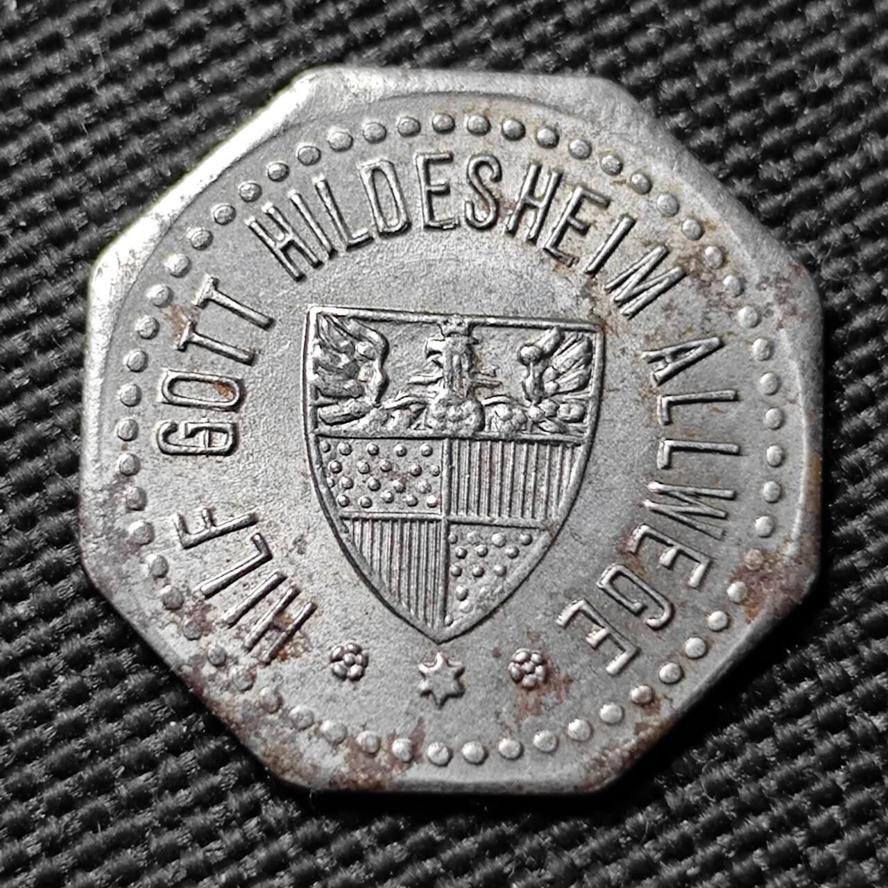 KK钱币收藏小铺  第397期 百期特怕（四拍之一） 2月预留时间 周末发货 1920 德紧希尔德斯海姆市 5芬尼铁币 