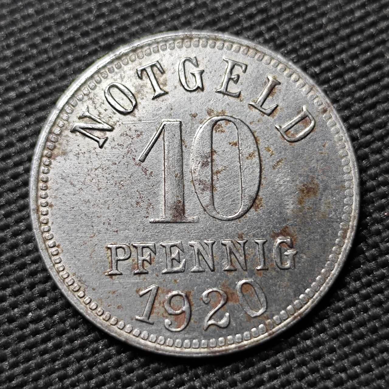 KK钱币收藏小铺  第397期 百期特怕（四拍之一） 2月预留时间 周末发货  1920 德紧 巴特基辛根市 10芬尼铁币