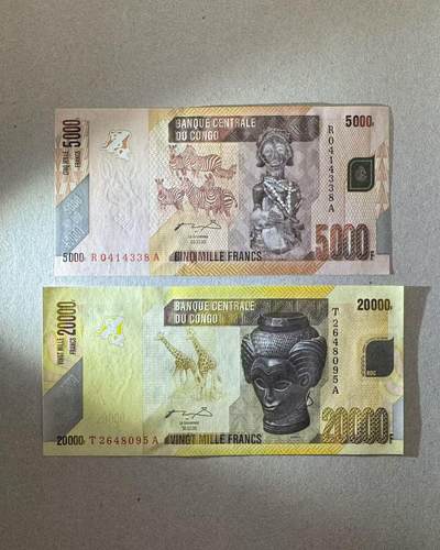 【Blue Auction】世界纸币精拍第786期——18级TOP拍卖/信誉/品质/专业/高效💫(年前收官场） - 【一组2张首发冠】刚果 2005-06年5000-20000法郎 全新UNC