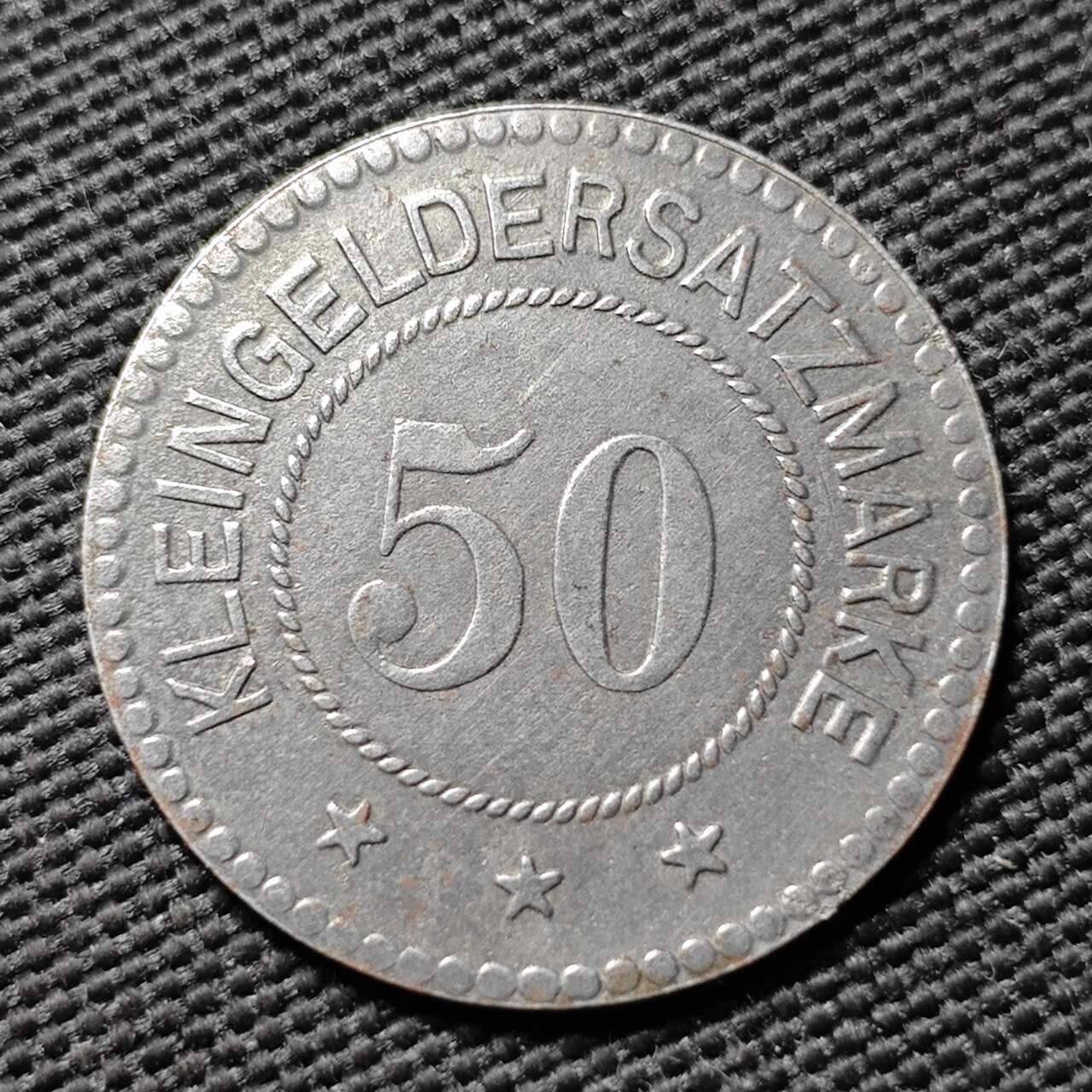 KK钱币收藏小铺  第397期 百期特怕（四拍之一） 2月预留时间 周末发货  1918 德紧皮尔马森斯 50芬尼铁币