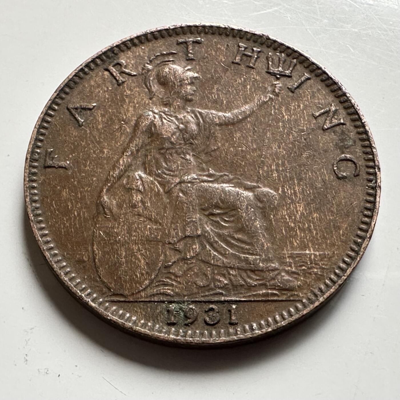 🌹外币初藏🌹🐯2026年第19场 快递已停，正月十五后再发 英国1931年1/4便士 一法新