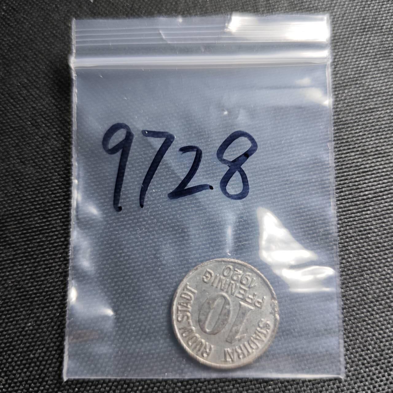 KK钱币收藏小铺  第397期 百期特怕（四拍之一） 2月预留时间 周末发货 1920 德紧鲁多尔施塔特10芬尼铁币 女诗人夏洛特·席勒 