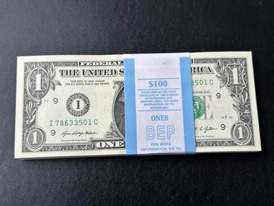 《外钞收藏家》第六百一十期（新年假期场/年后快递恢复正常再发货）（长期征集拍品、欢迎藏友们联系合作） - 2021年美国1美元 标准100连号 全新 尾501-600