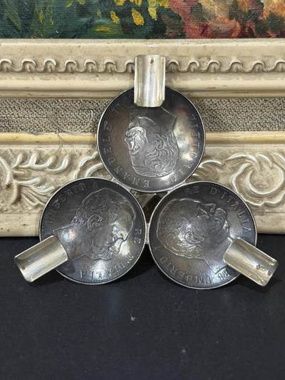 海外回流春节精品专场（一） - 法国回流19世纪银制烟灰缸800银（尺寸：8.5cm，28g，有银款800）