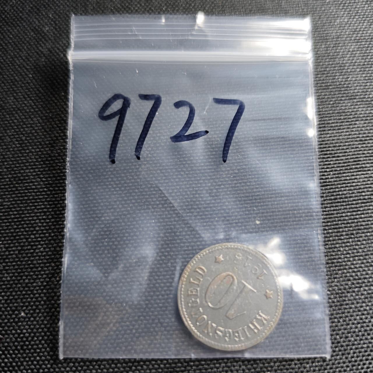 KK钱币收藏小铺  第397期 百期特怕（四拍之一） 2月预留时间 周末发货 1918德紧 罗斯市10芬尼 铁币 