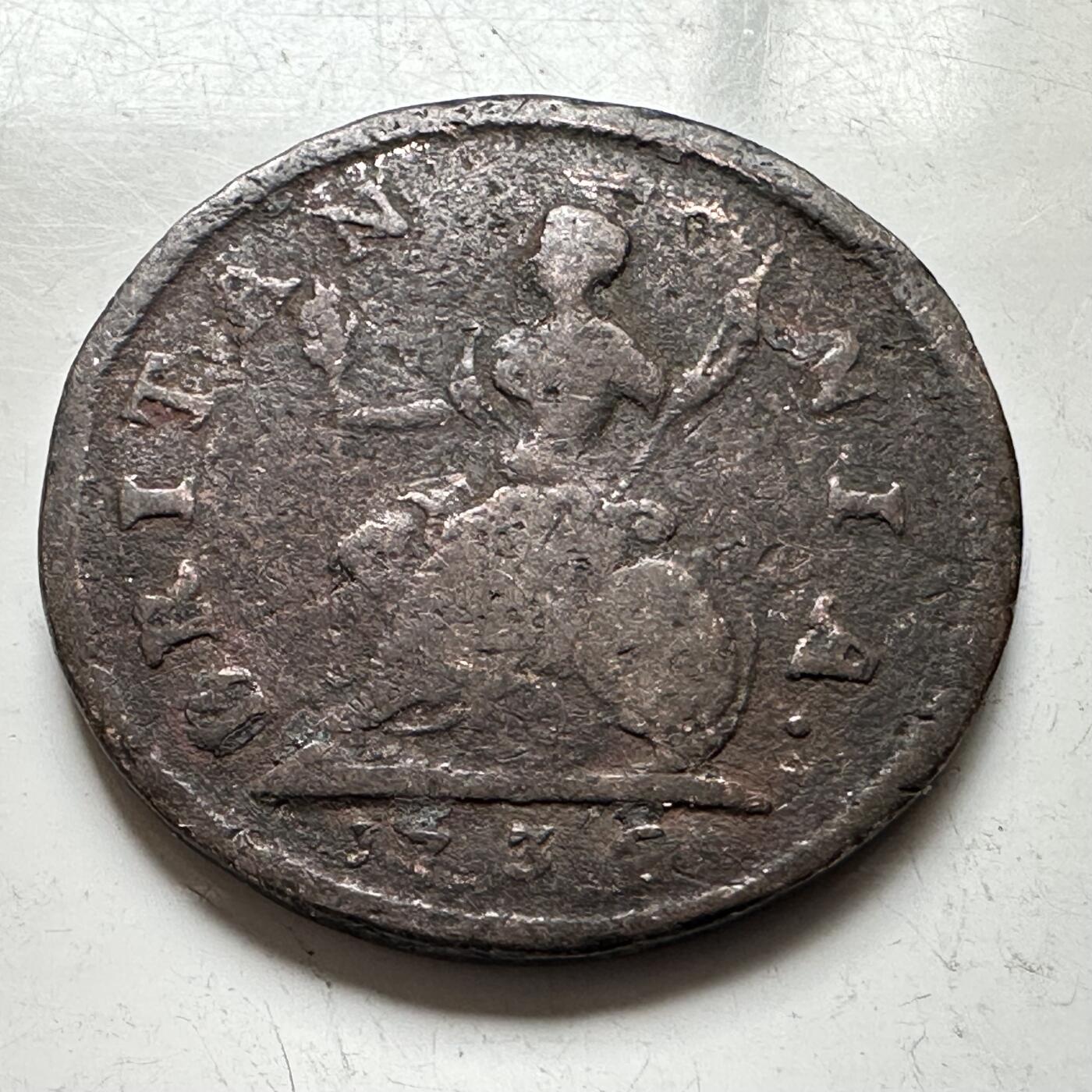 🌹外币初藏🌹🐯2026年第19场 快递已停，正月十五后再发 英国1736年乔治二世1/4便士铜币 