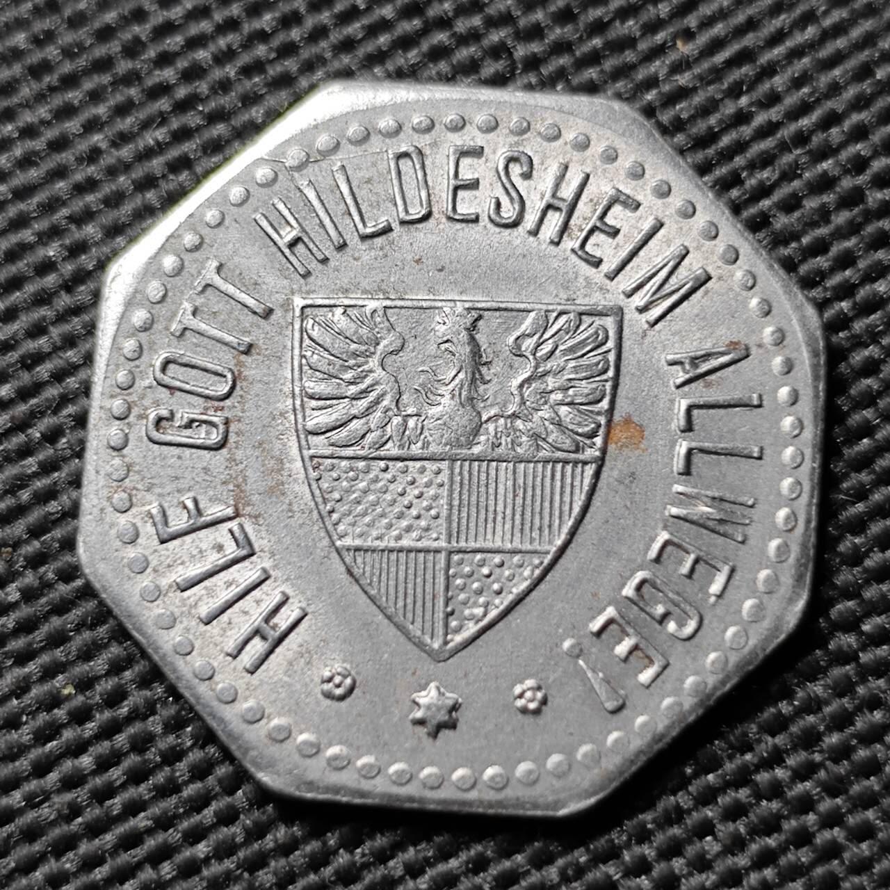 KK钱币收藏小铺  第397期 百期特怕（四拍之一） 2月预留时间 周末发货 1918 德紧希尔德斯海姆 10芬尼铁币 