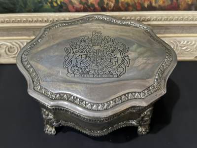 海外回流春节精品专场（一） - 法国回流19世纪包银首饰盒（尺寸：15cmX13.5cmX7cm，760.3g，无银标）