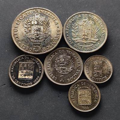 【全场包邮】纯粹捡漏拍502场 - 委内瑞拉1986-1990年6枚套币