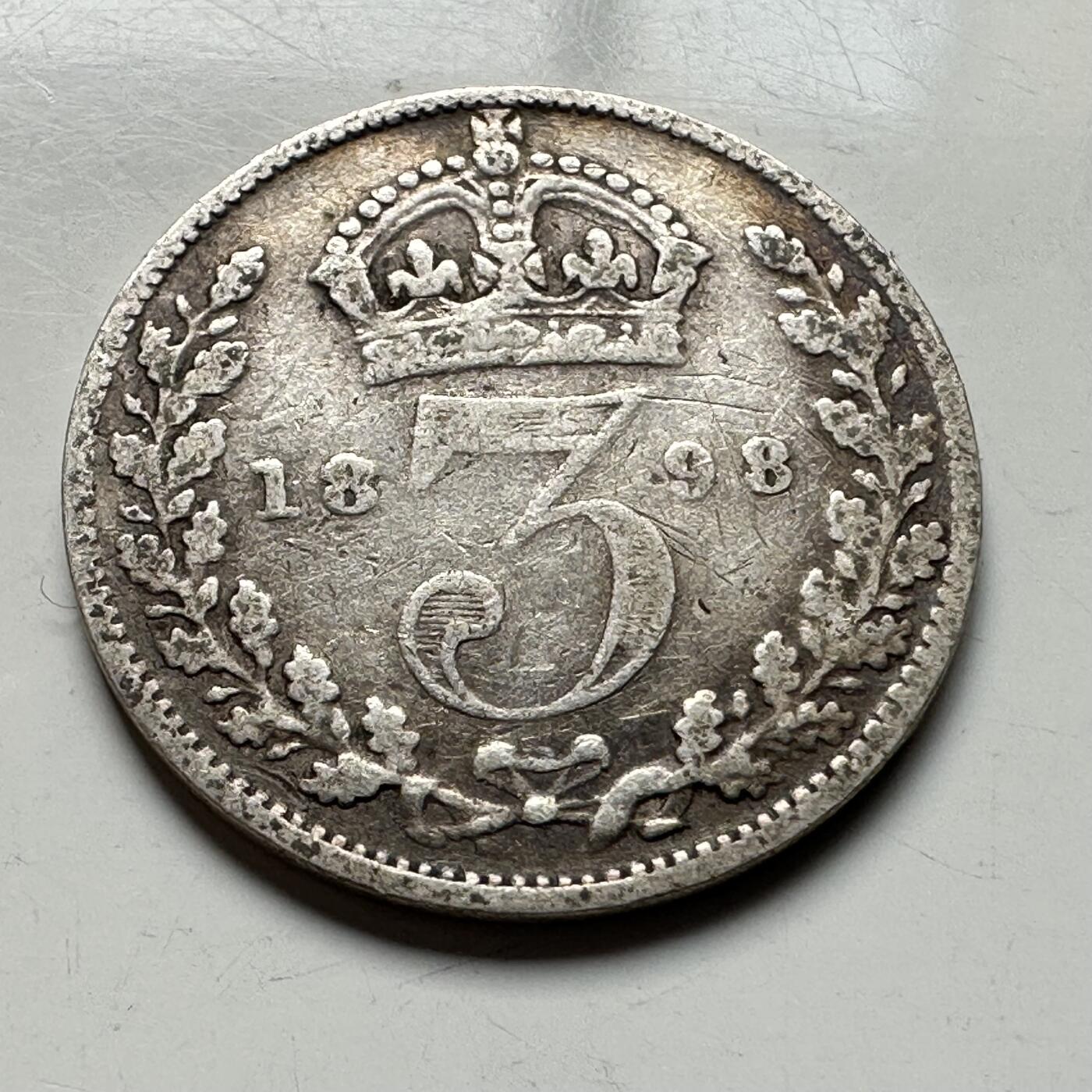 🌹外币初藏🌹🐯2026年第19场 快递已停，正月十五后再发 英国1898年三便士银币 92.5%高银