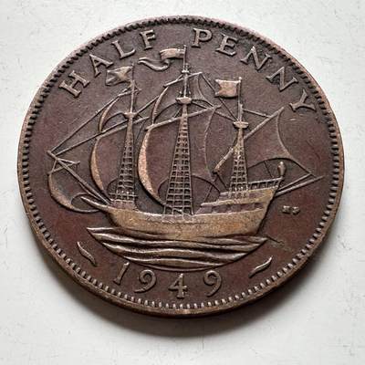 🌹外币初藏🌹🐯2026年第19场 快递已停，正月十五后再发 - 英国1949年1/2便士 半便士