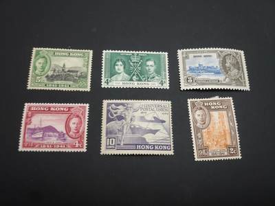 博彦收藏   2月28日 8点邮票专场 全场包邮 - 香港 早期新票散票6枚 背贴 上品