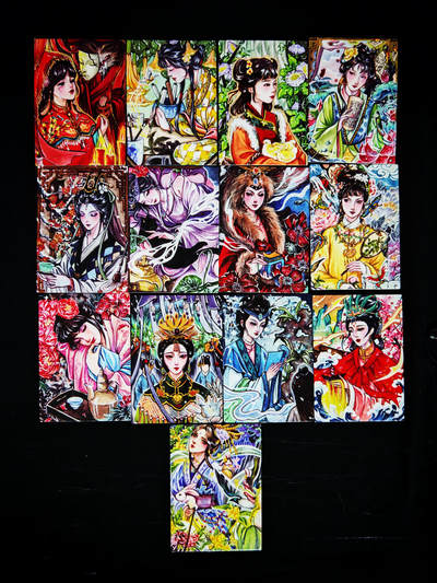 琦卡当当铺～第33期★★好多小漏~马上就结束了快来~支持寄存★★~【9点40结束】扫码加群抽[包邮券]~ - 红楼梦 十二金钗 12张+1张中秋纪念卡 一共13张 （卡有小坑如图34）