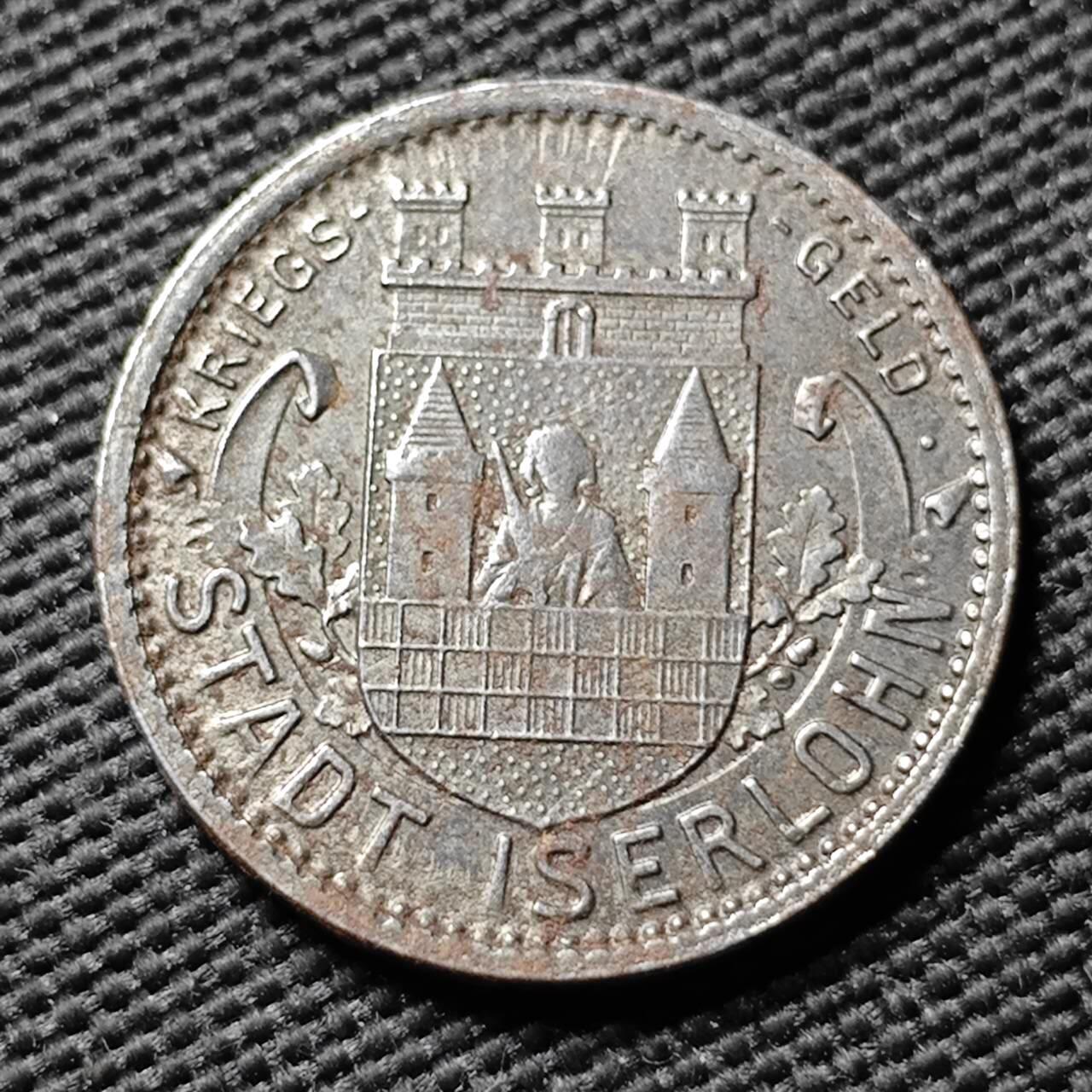 KK钱币收藏小铺  第397期 百期特怕（四拍之一） 2月预留时间 周末发货 1918 德紧伊瑟隆市 10芬尼铁币 