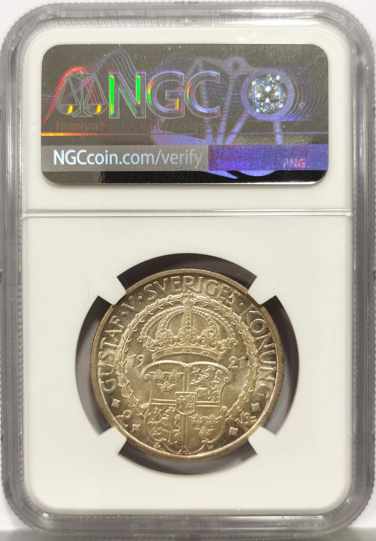 博洋堂蛇年收官专场暨第161期（全场包邮） NGC MS66 瑞典1921年政治自由400年纪念2克朗银币，丝绸般转光，一步到位的好品相。