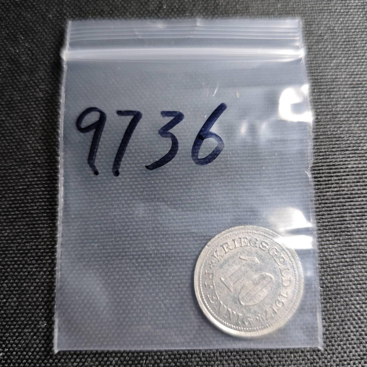 KK钱币收藏小铺  第397期 百期特怕（四拍之一） 2月预留时间 周末发货 1917德紧 霍尔德市 10芬尼 镍镀锌币 