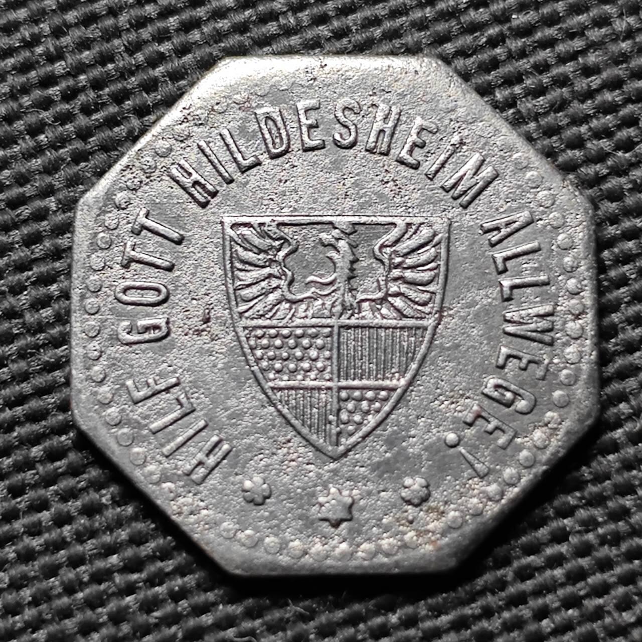 KK钱币收藏小铺  第397期 百期特怕（四拍之一） 2月预留时间 周末发货 1918 德紧希尔德斯海姆市 5芬尼铁币 