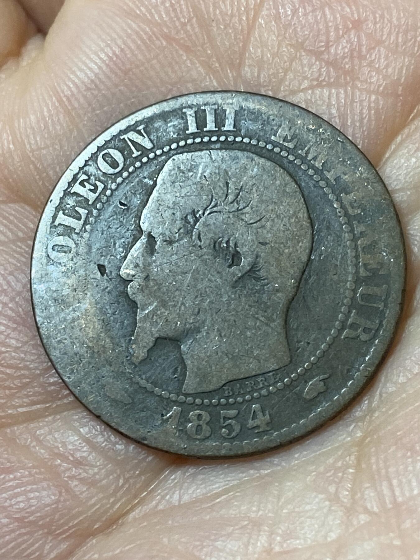 2026年第二十三场(总第一百九十二场）外国好品散币场(年后发货) 法兰西第二帝国1854年5生丁(拿破仑三世第一版，A标巴黎造)