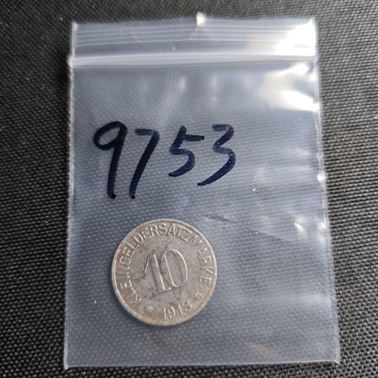 KK钱币收藏小铺  第397期 百期特怕（四拍之一） 2月预留时间 周末发货 1918 德紧霍夫市 10芬尼铁币 