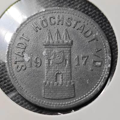 KK钱币收藏小铺  第397期 百期特怕（四拍之一） 2月预留时间 周末发货 -  1917 德紧多瑙河畔赫赫施塔特市 50芬尼锌币