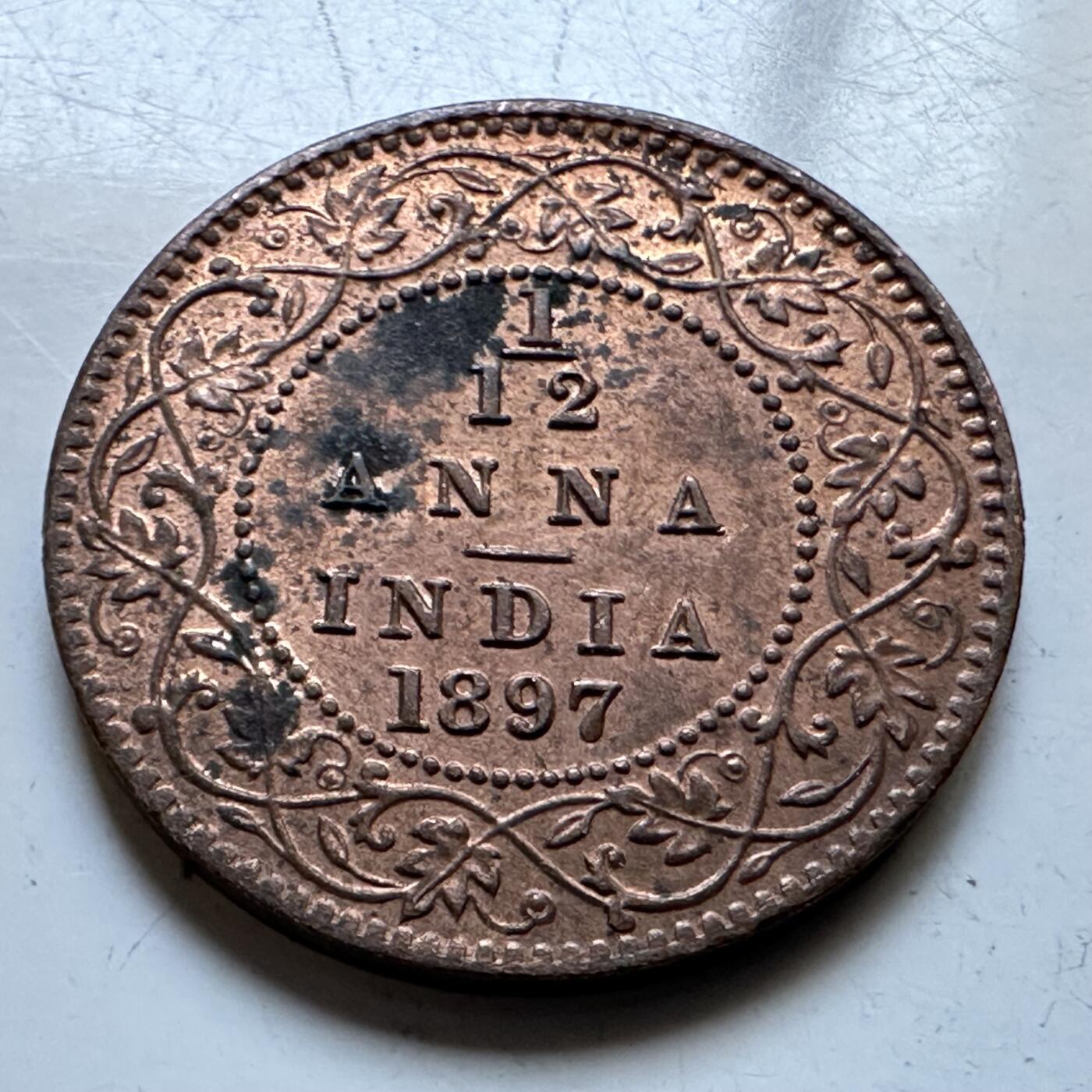 🌹外币初藏🌹🐯2026年第19场 快递已停，正月十五后再发 英属印度1897年1/20安娜 原光未磨损好品