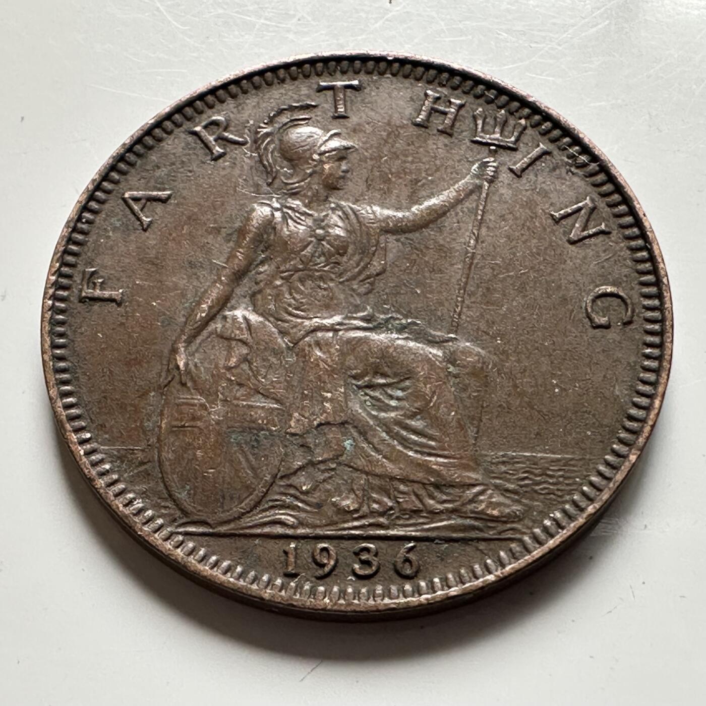 🌹外币初藏🌹🐯2026年第19场 快递已停，正月十五后再发 英国1936年1/4便士 一法新