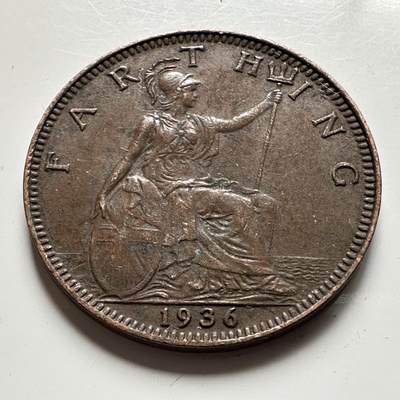 🌹外币初藏🌹🐯2026年第19场 快递已停，正月十五后再发 - 英国1936年1/4便士 一法新