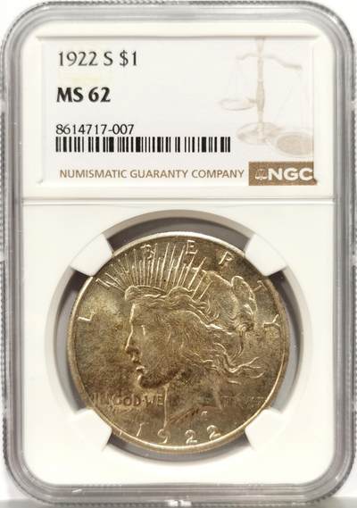 博洋堂蛇年收官专场暨第161期（全场包邮） - NGC MS62 美国1922年S版和平银币，少见版别，MS品相的数量比P版少一个级别，带彩转光好品。
