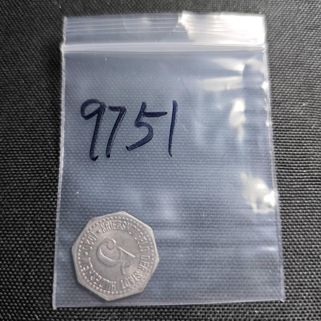 KK钱币收藏小铺  第397期 百期特怕（四拍之一） 2月预留时间 周末发货 1920 德紧希尔德斯海姆市 5芬尼铁币 