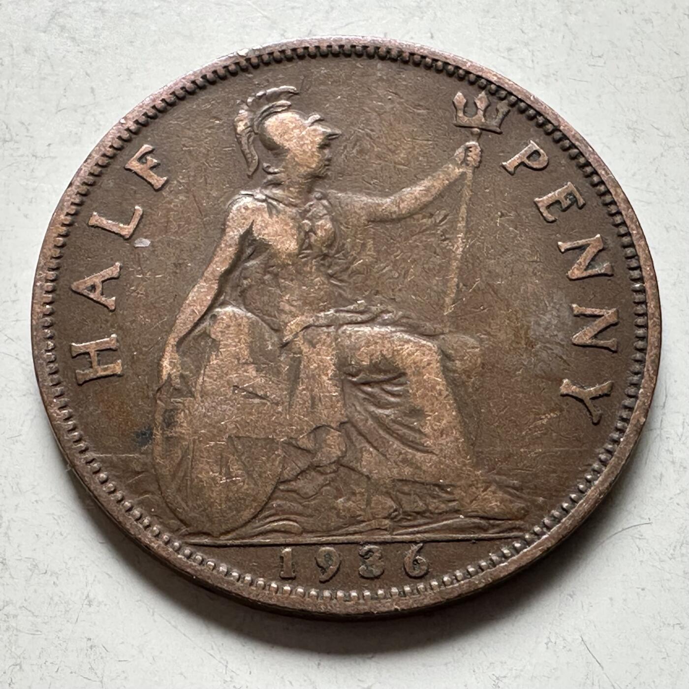 🌹外币初藏🌹🐯2026年第19场 快递已停，正月十五后再发 英国1936年1/2便士 半便士