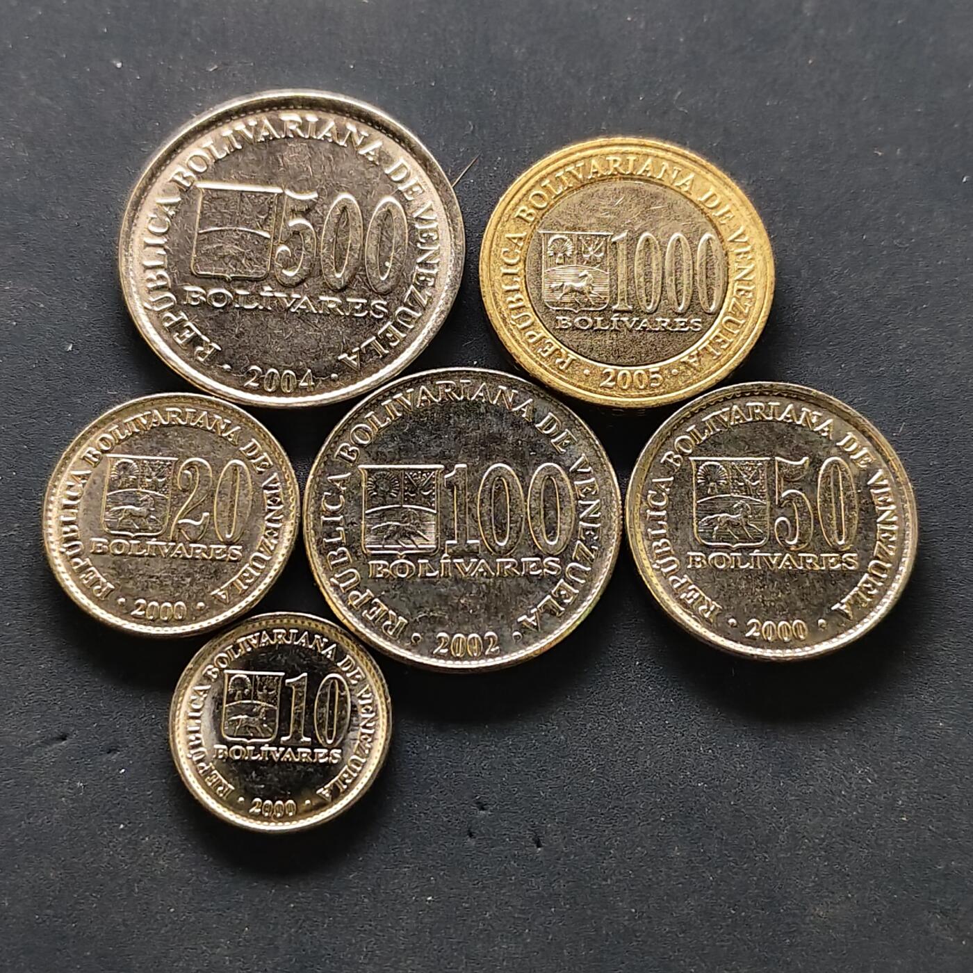 【全场包邮】纯粹捡漏拍502场 委内瑞拉2000-2005年6枚套币
