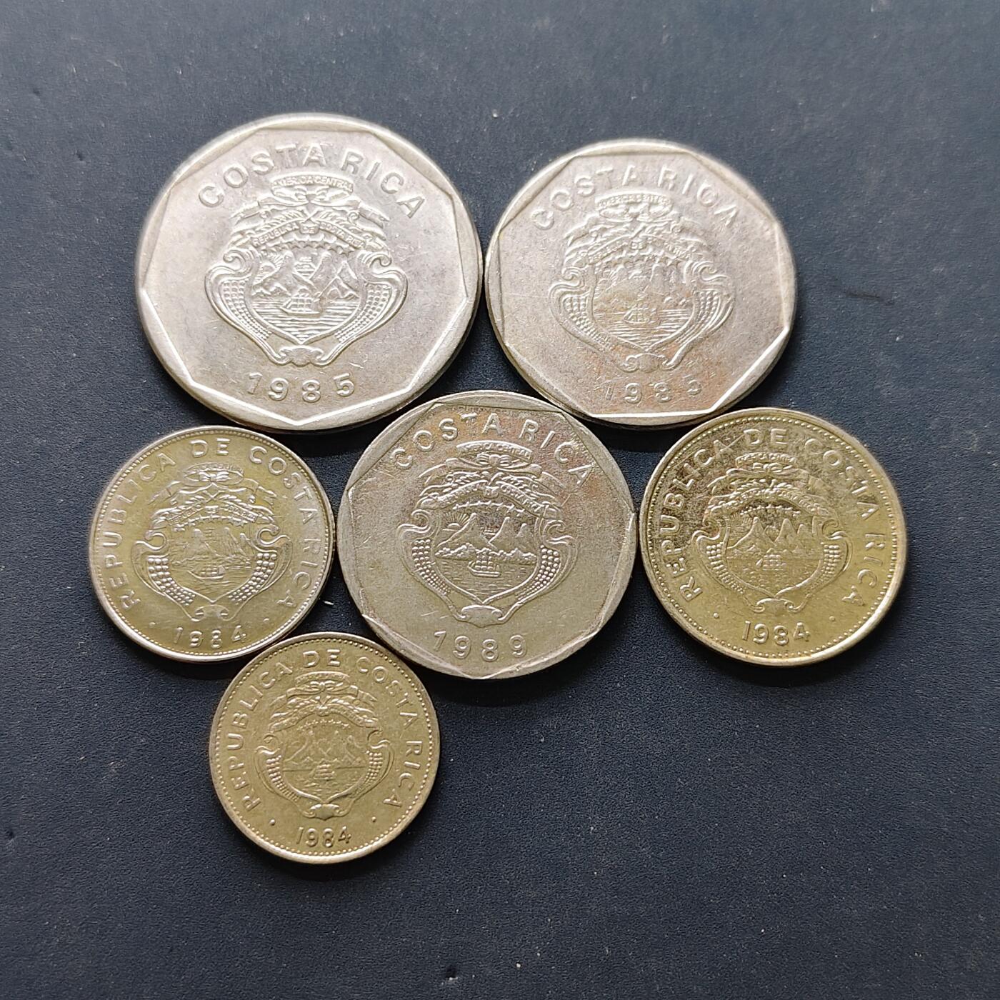 【全场包邮】纯粹捡漏拍502场 哥斯达黎加1984-1989年6枚套币-2