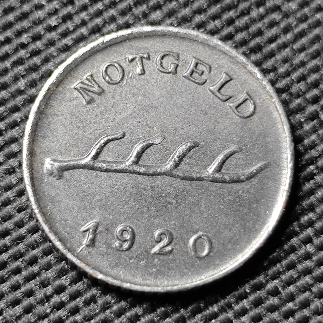 KK钱币收藏小铺  第397期 百期特怕（四拍之一） 2月预留时间 周末发货 1920 德紧 罗伊特林根市2芬尼 铁币