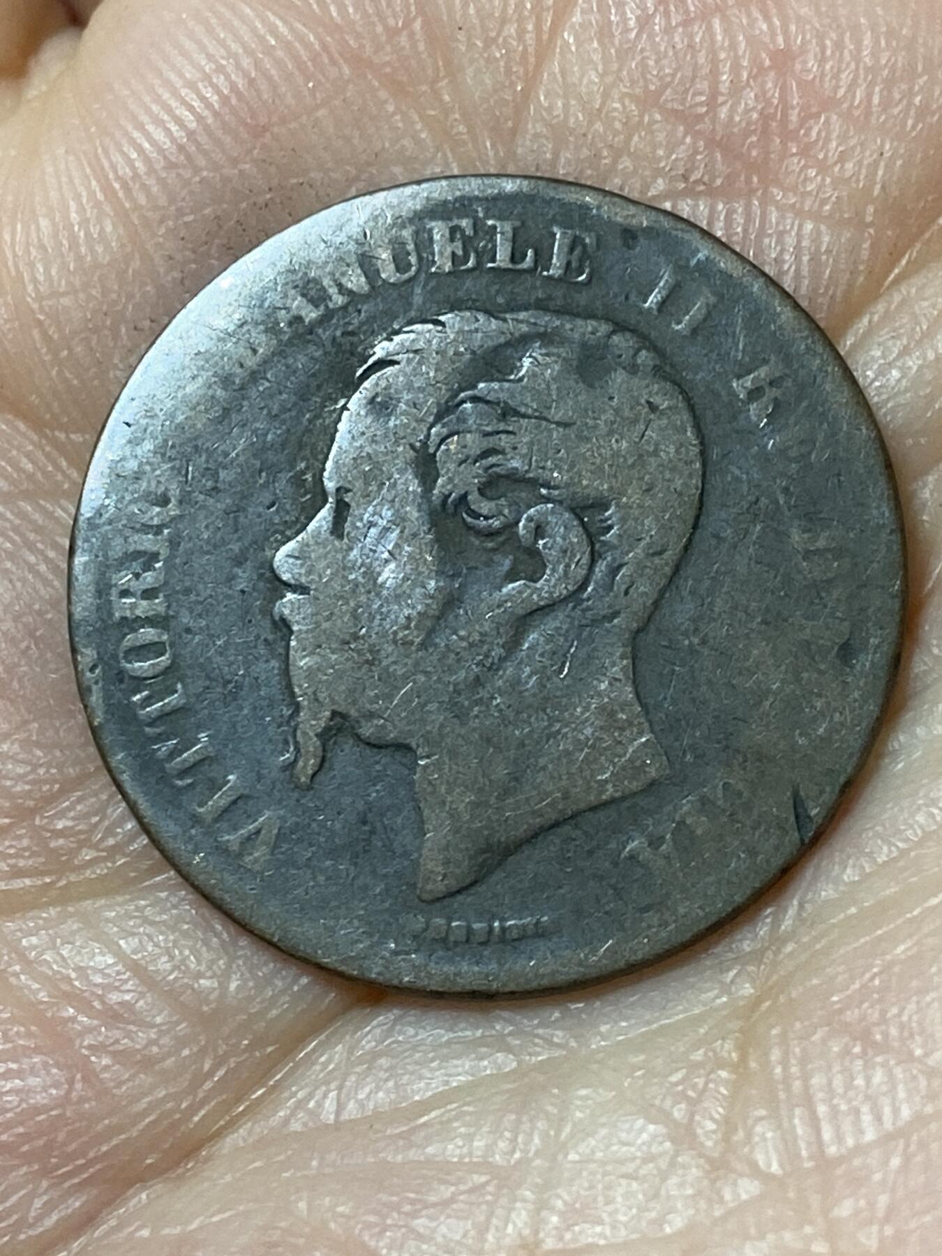 2026年第二十三场(总第一百九十二场）外国好品散币场(年后发货) 意大利王国1861年5分(维托里奥·埃马努埃莱二世，M标米兰造，首发年仅发行2年)