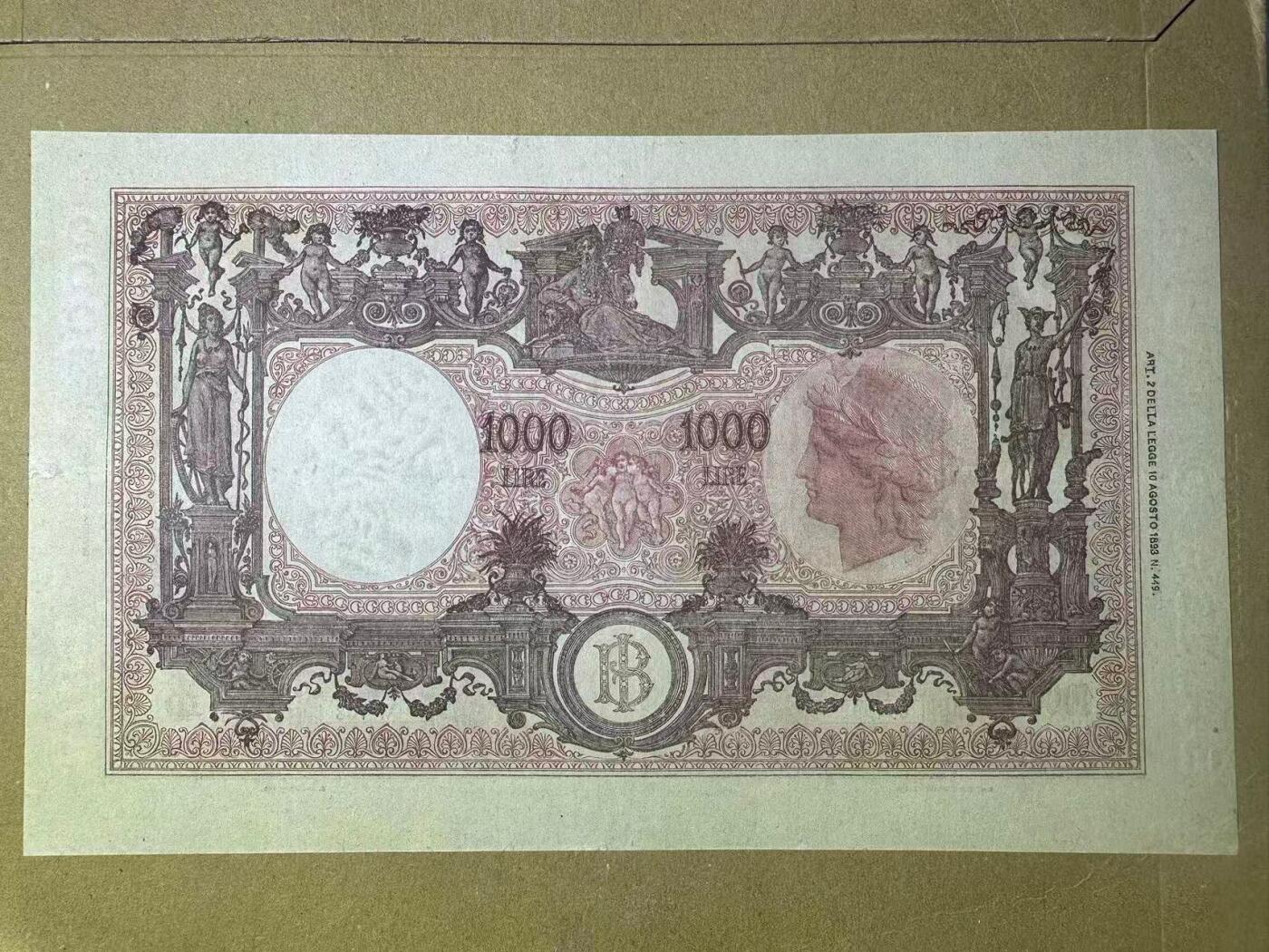 【Blue Auction】世界纸币精拍第786期——18级TOP拍卖/信誉/品质/专业/高效💫(年前收官场） 意大利 1945年1000里拉 超大票幅 XF品相