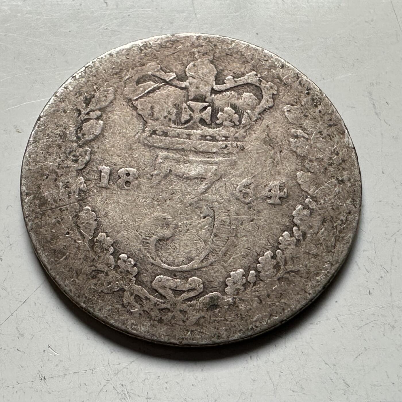 🌹外币初藏🌹🐯2026年第19场 快递已停，正月十五后再发 英国1864年三便士银币 92.5%高银