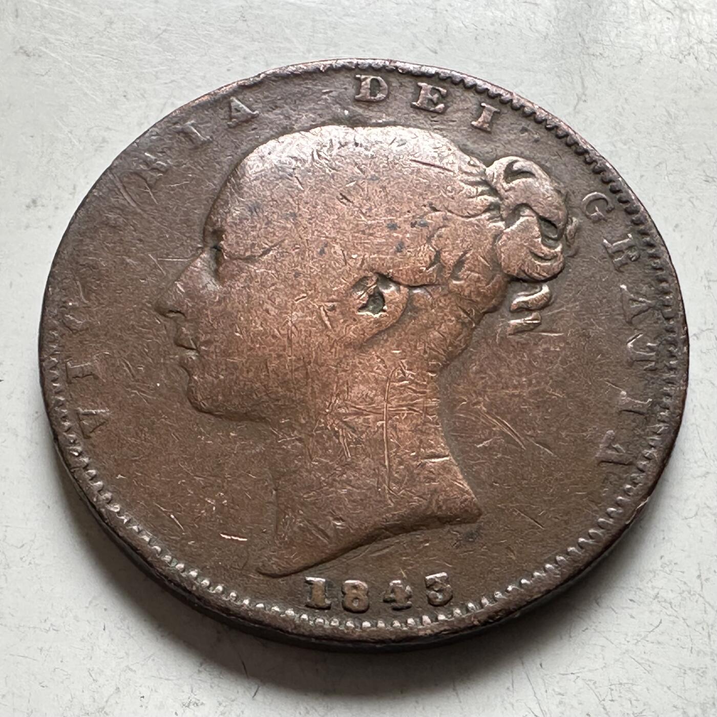 🌹外币初藏🌹🐯2026年第19场 快递已停，正月十五后再发 英国1843年1/4便士 一法新