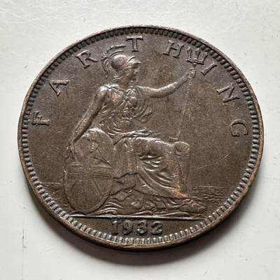 🌹外币初藏🌹🐯2026年第19场 快递已停，正月十五后再发 - 英国1932年1/4便士 一法新