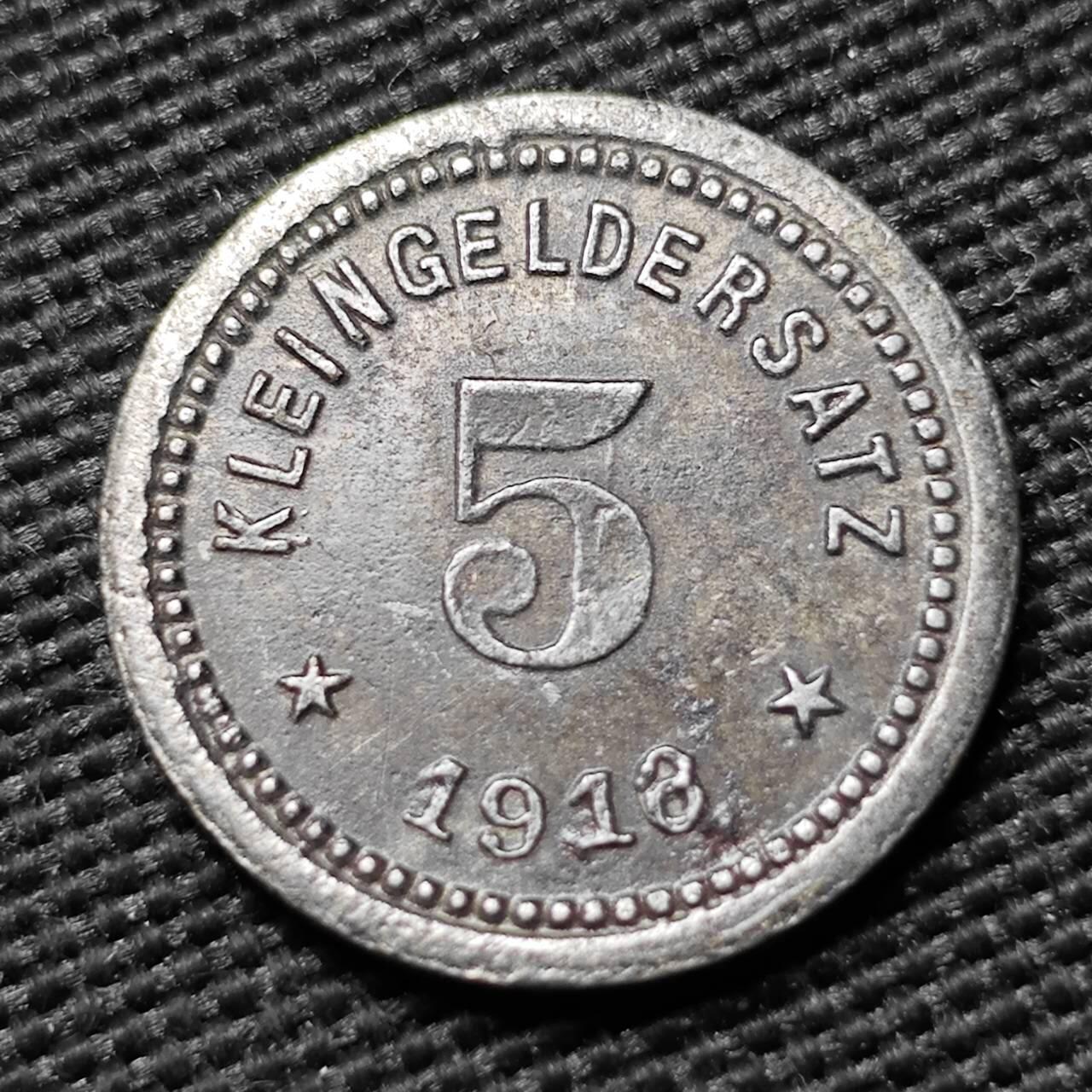 KK钱币收藏小铺  第397期 百期特怕（四拍之一） 2月预留时间 周末发货 1918 德紧奎尔福特5芬尼 铁币