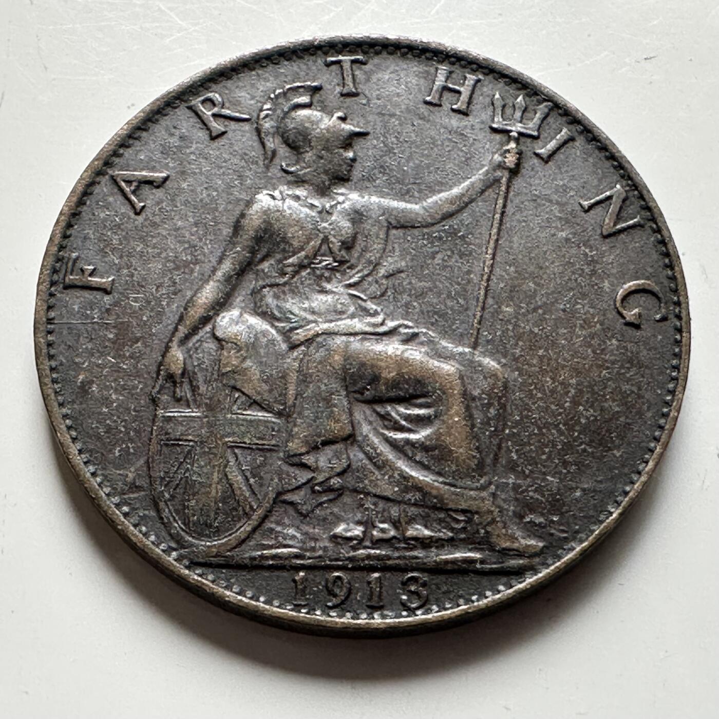 🌹外币初藏🌹🐯2026年第19场 快递已停，正月十五后再发 英国1913年1/4便士 一法新