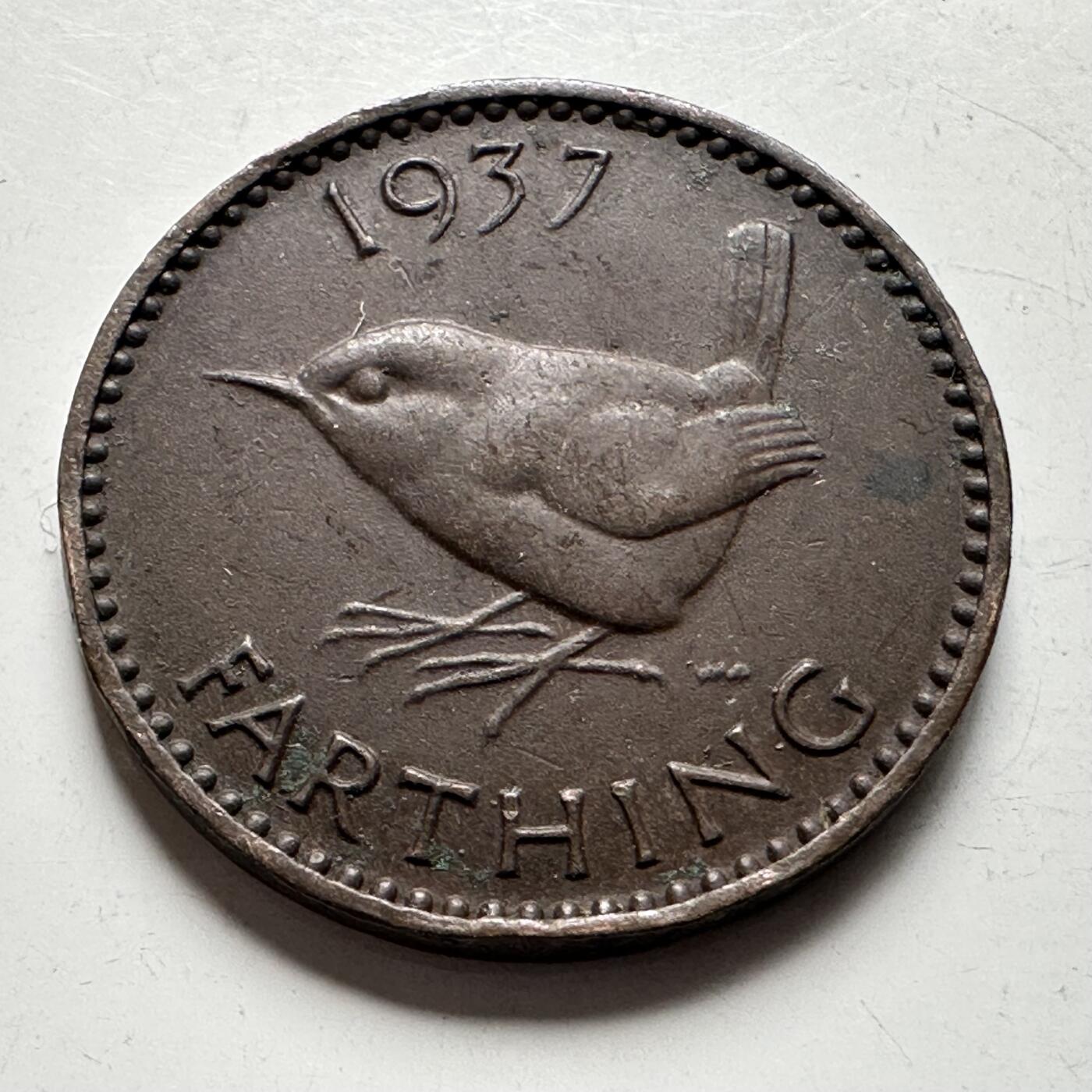 🌹外币初藏🌹🐯2026年第19场 快递已停，正月十五后再发 英国1937年1/4便士 一法新