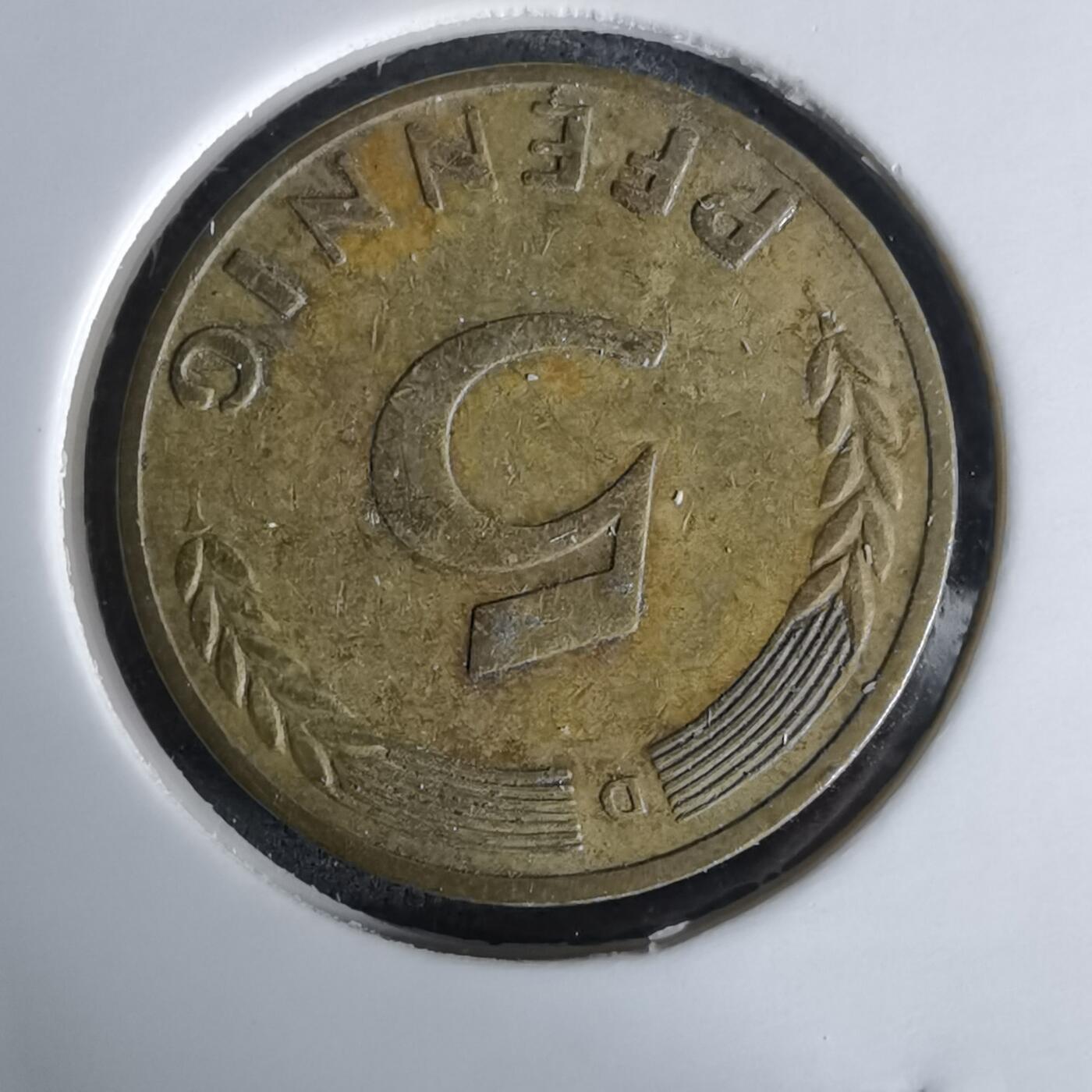 沼泽如烟--第991场 德国1949年5芬尼银行版