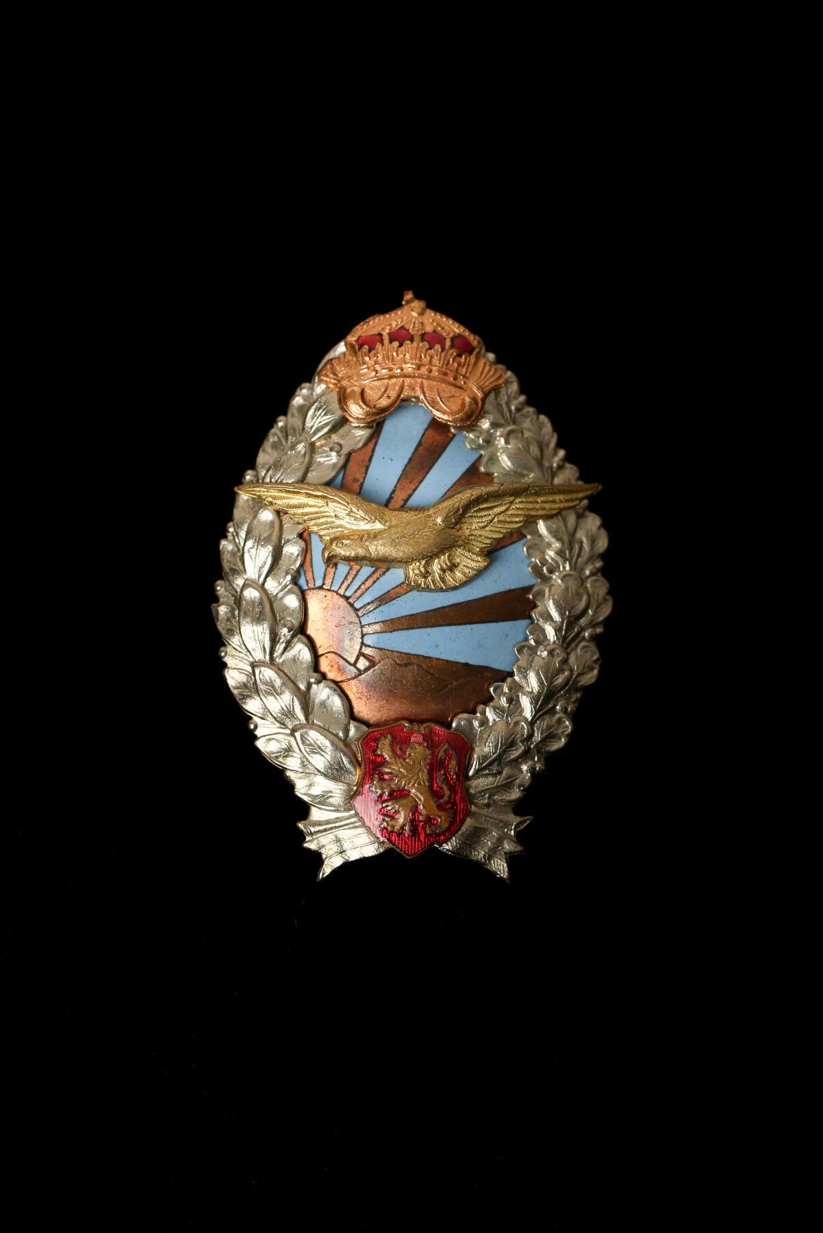 欢庆春节！戎马世界章牌大赏第112期春节大拍  德专场 保加利亚王国飞行员证章 由保加利亚本国工坊Miloshev制造 镜面背1932版保加利亚王国飞行员证章