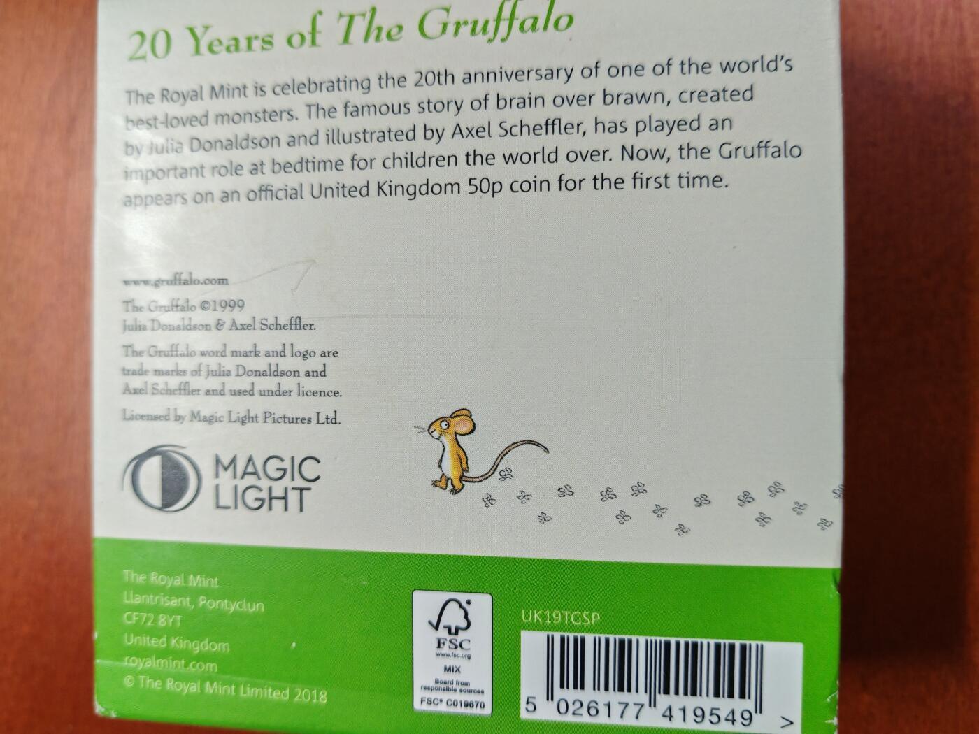 长老汇蛇年精选第一百场拍卖 2019英国咕噜牛50便士彩色七边精制银币，盒证全，2.5万枚