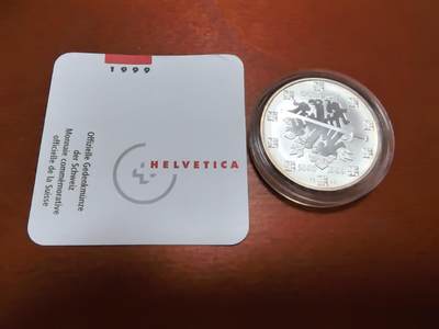 长老汇蛇年精选第一百场拍卖 - 1999瑞士多纳克战役500周年20法郎精制银币，20克835银，盒证全，1.1万枚